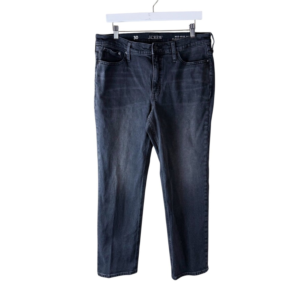 J.Crew Mid Rise 90s Classic Straight Leg Jeans Black Charcoal‎ Women 30